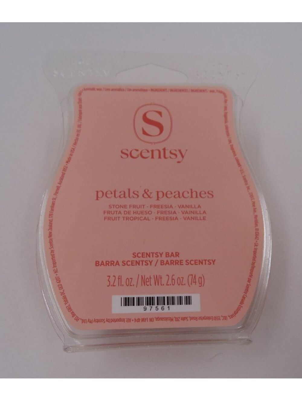 Scentsy Wax Bars Petals & Peaches New- 3.2 fl. oz Scented Wax Melts Retired
